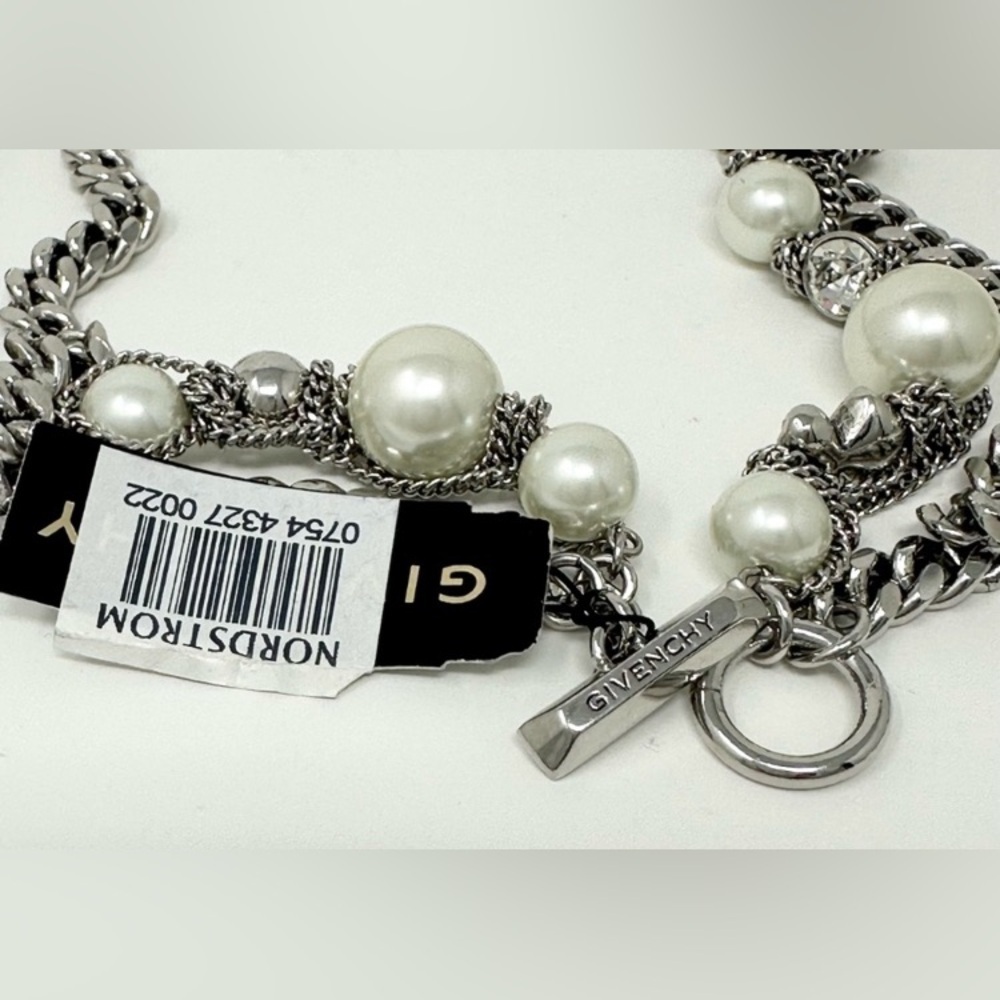 GIVENCHY Double Strand Faux Pearl & Rhinestone Chain Necklace/Bracelet Set, NWT - Picture 4 of 7